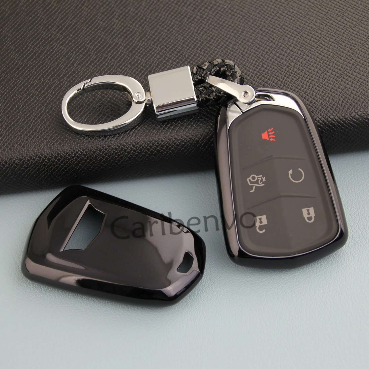 Dark grey Kwaks Key Case for Cadillac Aluminum Alloy Key Cover for Cadillac XTS ATS-L XT4 XT5 CT6 SRX Escalade Key,with Key Chain