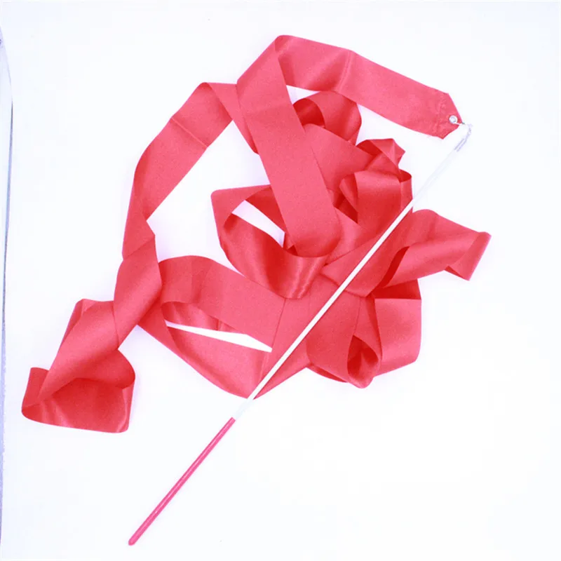 2 метра, 4 метра, красочные ленты для спортзала, ленты для танцев, художественная гимнастика, балетный стример, крученая удочка, тренировочная трость C - Цвет: Rose Red