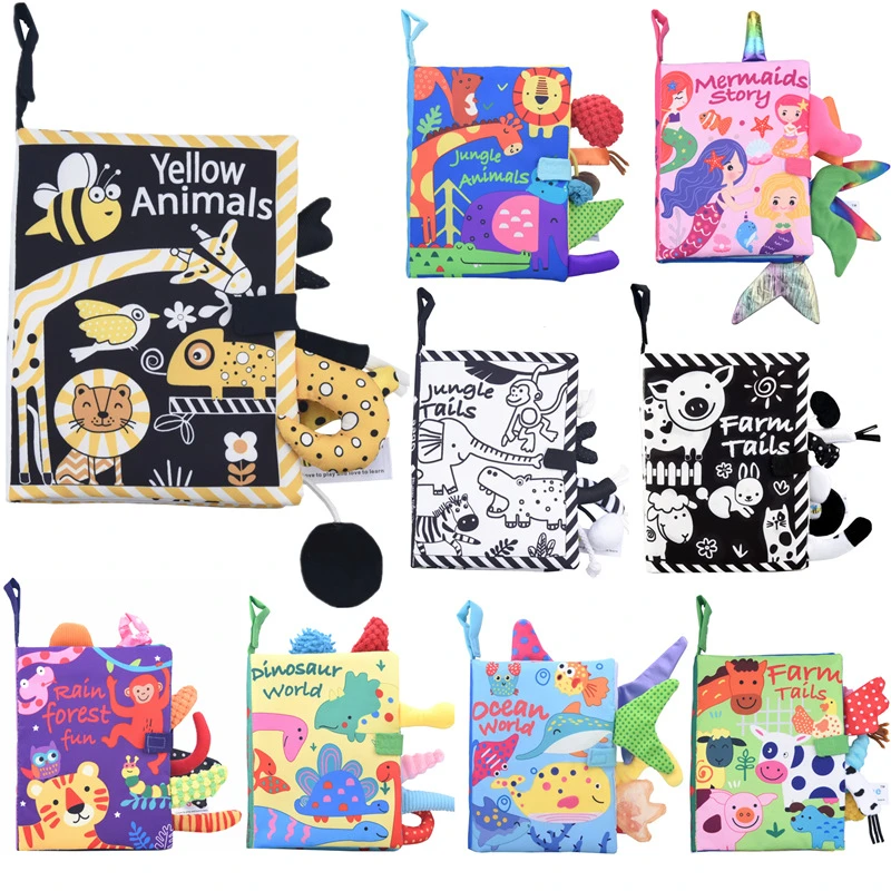 Eco Friendly Hot Sales New Educational Baby Kid Baby 3d Animal Print Designs Cloth Story Books Funny Crinkle Birthday Gift Toys Baby Cloth Book Aliexpress