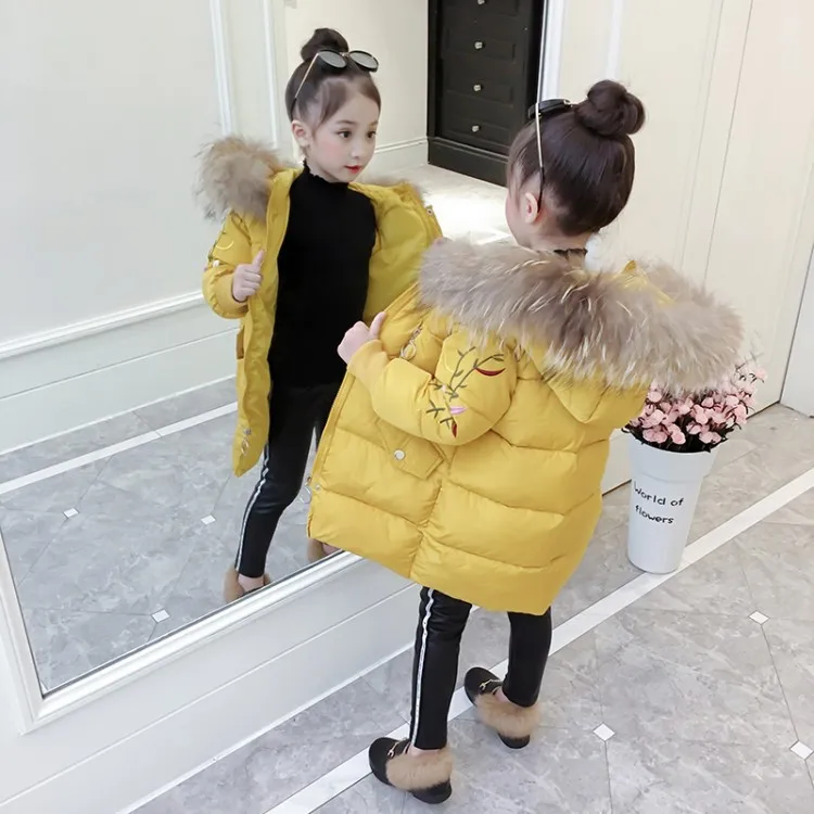 

Girls Cotton-padded Clothes 2019 New Style Winter Korean-style Children's Mid-length Cotton-padded Jacket GIRL'S Thick Western S