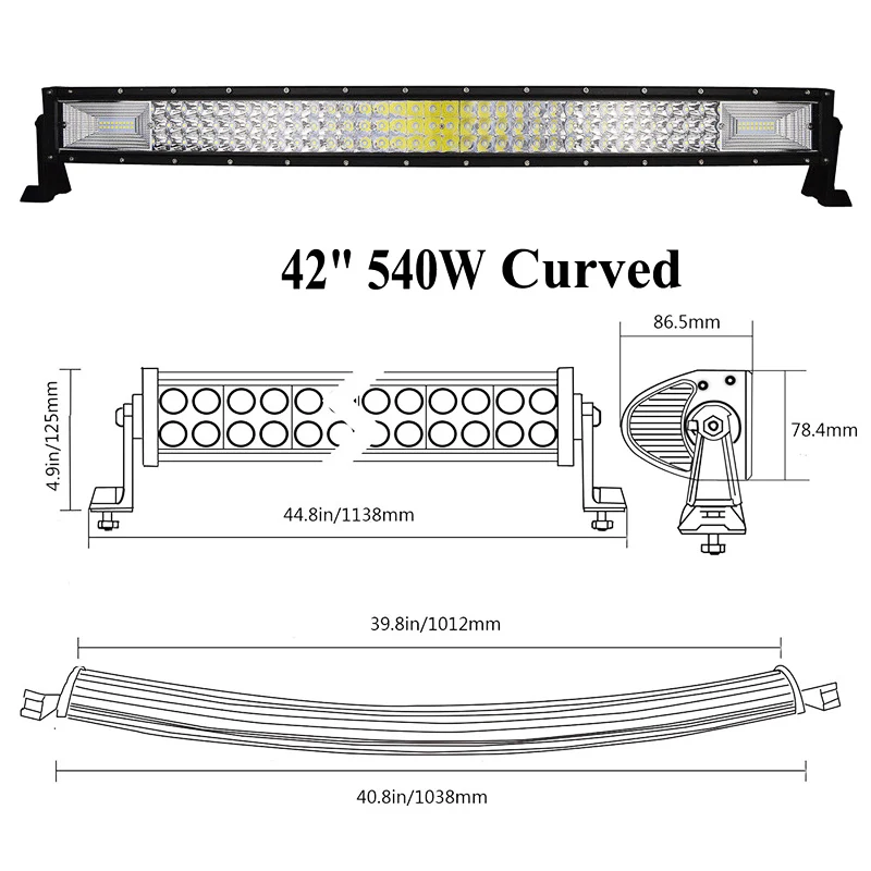 7D трехрядный изогнутый СВЕТОДИОДНЫЙ светильник 42 дюйма светодиодный бар 540 Вт комбинированная лампа дальнего света для Jeep Ford Offroad 4x4 SUV Автомобильный светодиодный рабочий светильник 12 В