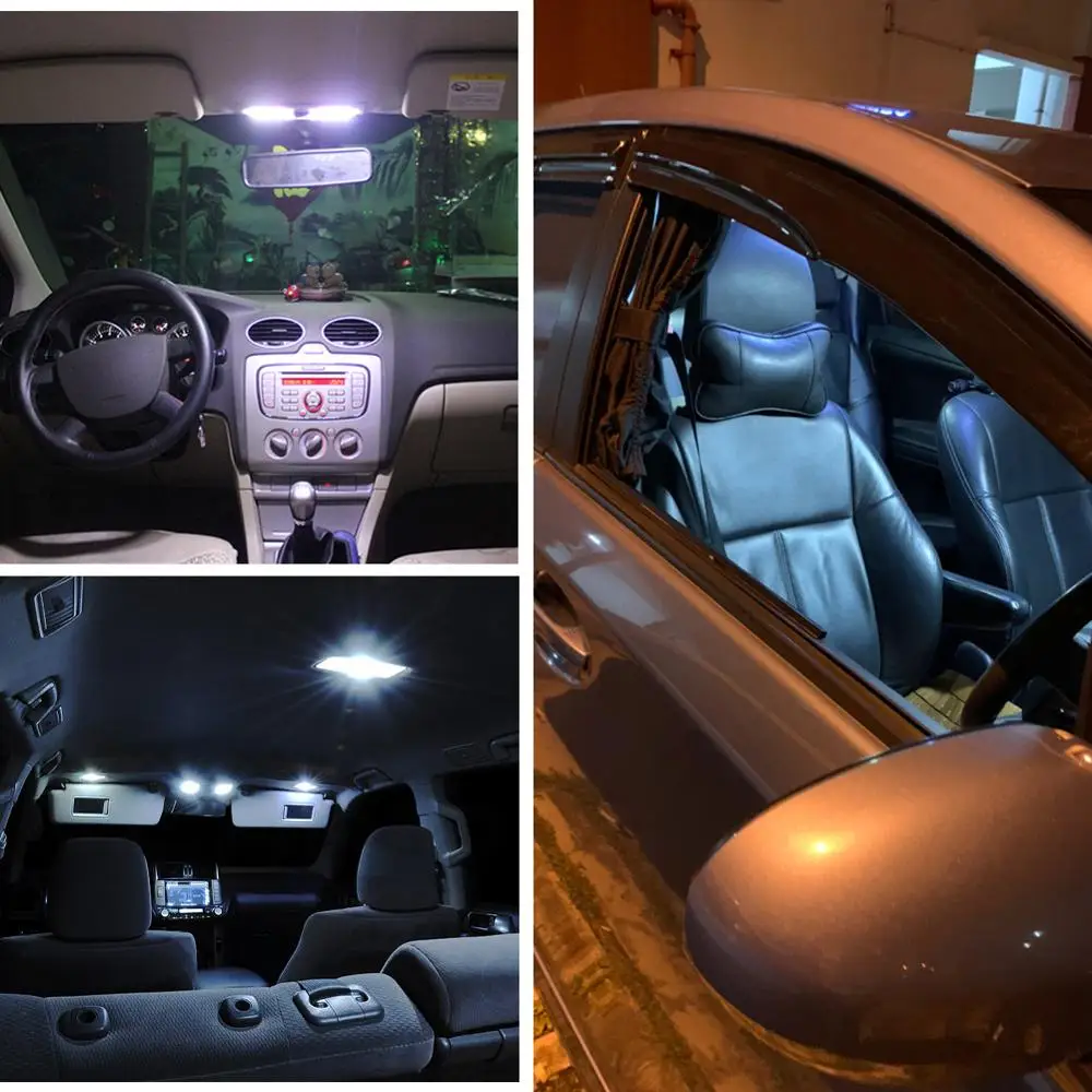 

AUTO Car Interior Dome Light Bulb 5pcs / 10pcs White Cob 18 Led Plate t10 Festoon 12v Car Interior Assessoires Lighting
