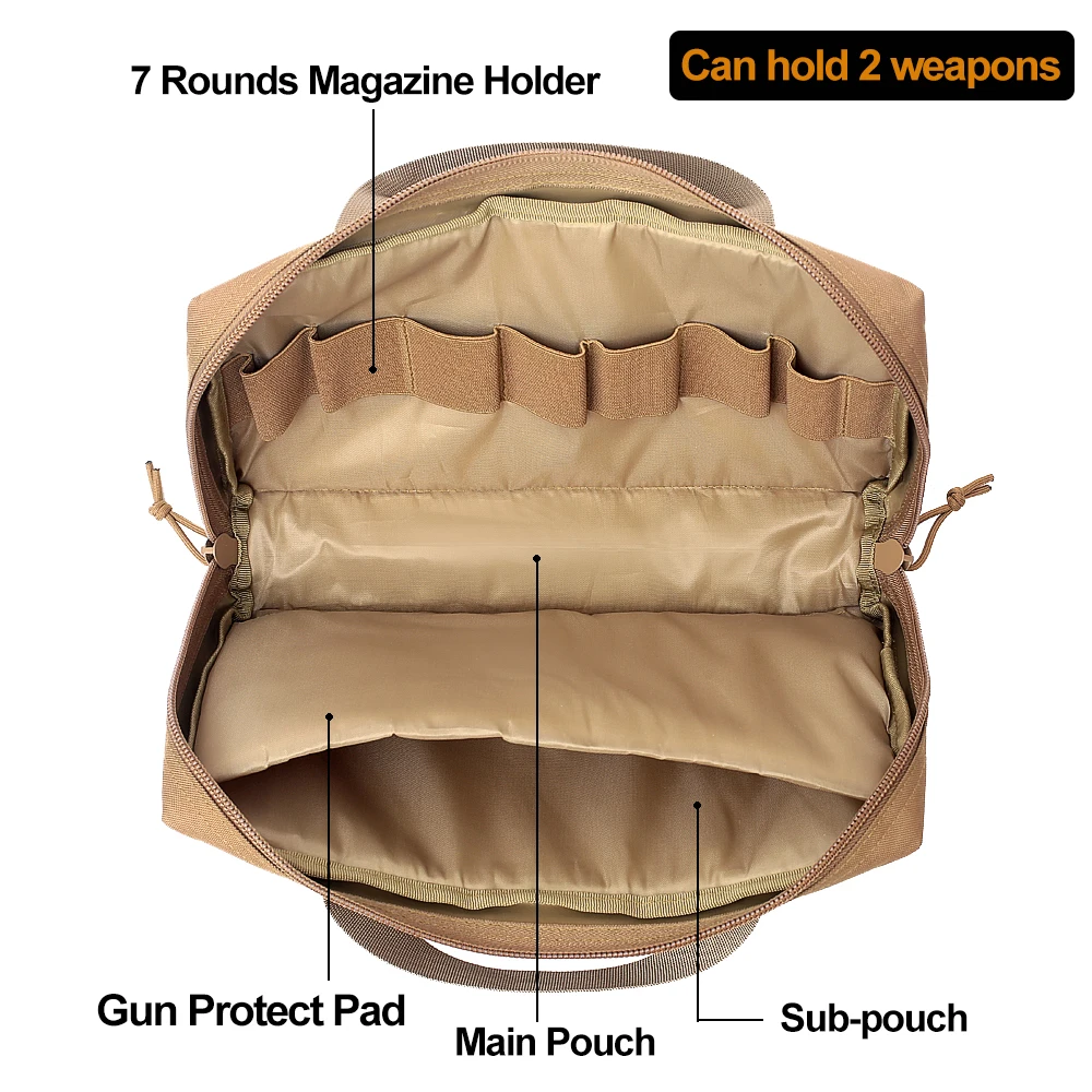 1000D Tactical Pistol Holster Concealed Gun Storage Bag Handgun Carrier Pouch Handgun Gun Protector Anti-theft Bag for Hunting