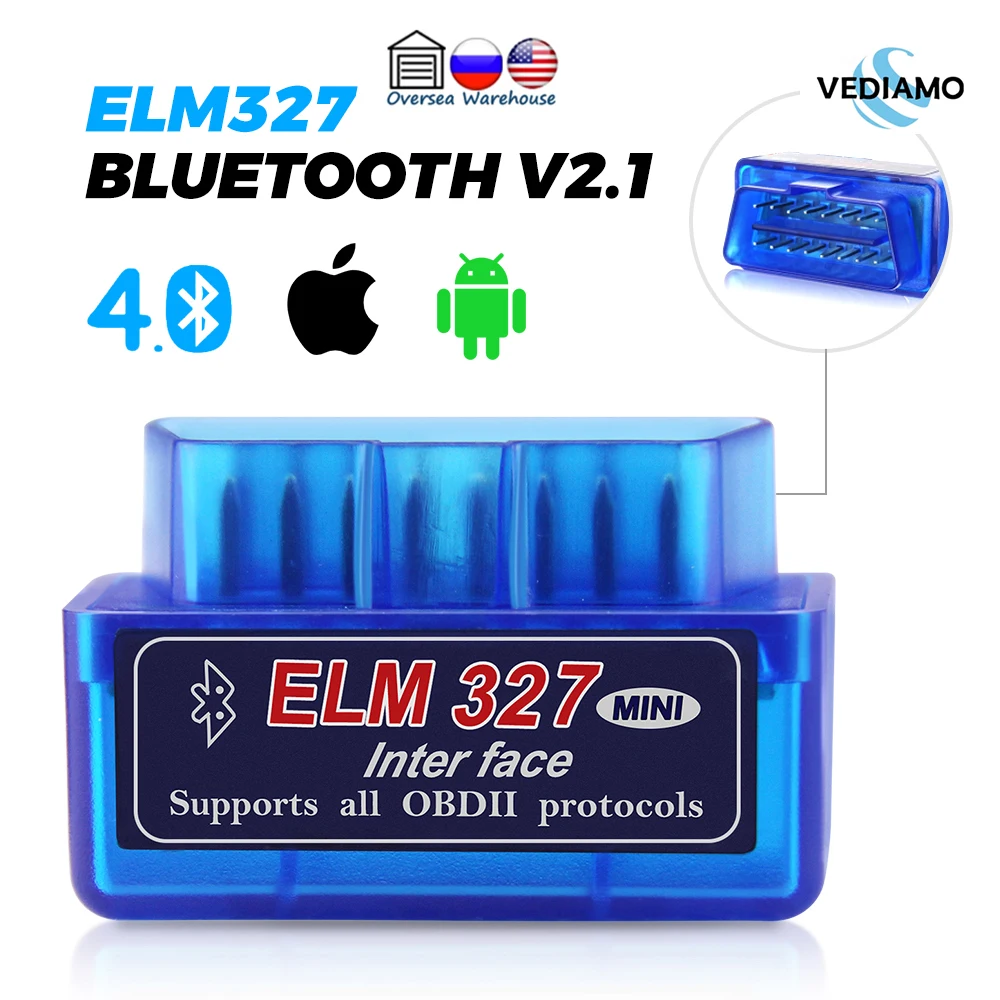 Диагностический сканер ELM327 V2.1 OBD2 компактный автомобильный прибор для считывания