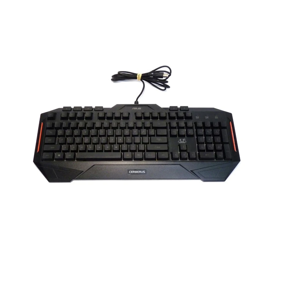 Клавиатура ASUS Cerberus Black 90YH00R1-B2RA00 проводная, мембранная, подсветка клавиш, USB, защита от брызг, цвет: черный