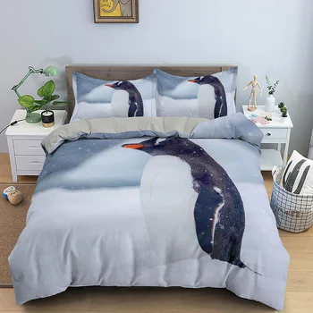 

3D Bedding Set Antarctic Penguin Printed Home Textiles Duvet Cover Set Luxury King Size Bedclothes Luxury Home Pillowcase