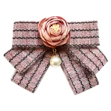 Ручная работа цветок ткань полосатый роскошный галстук-бабочка Брошь для женщин аксессуары Униформа галстук-бабочка студенческий галстук на шею формальное платье рубашка