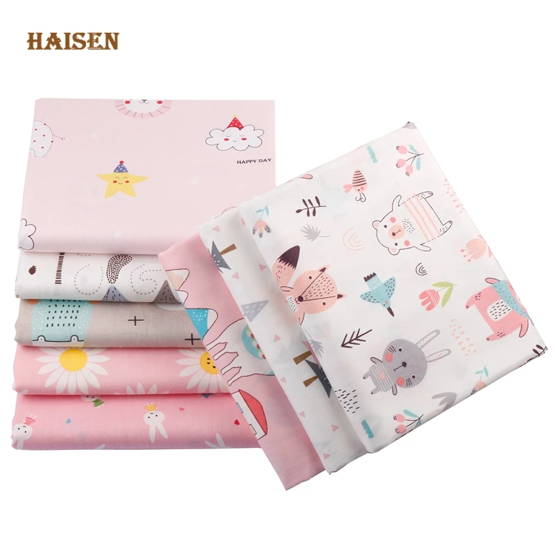 Хлопчатобумажная ткань с мультяшным животным принтом саржевая на половину метра