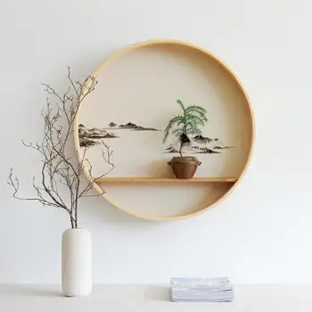 

Round ornaments new Chinese porch wall decoration wall decoration tea room Zen hanging wall creative rack