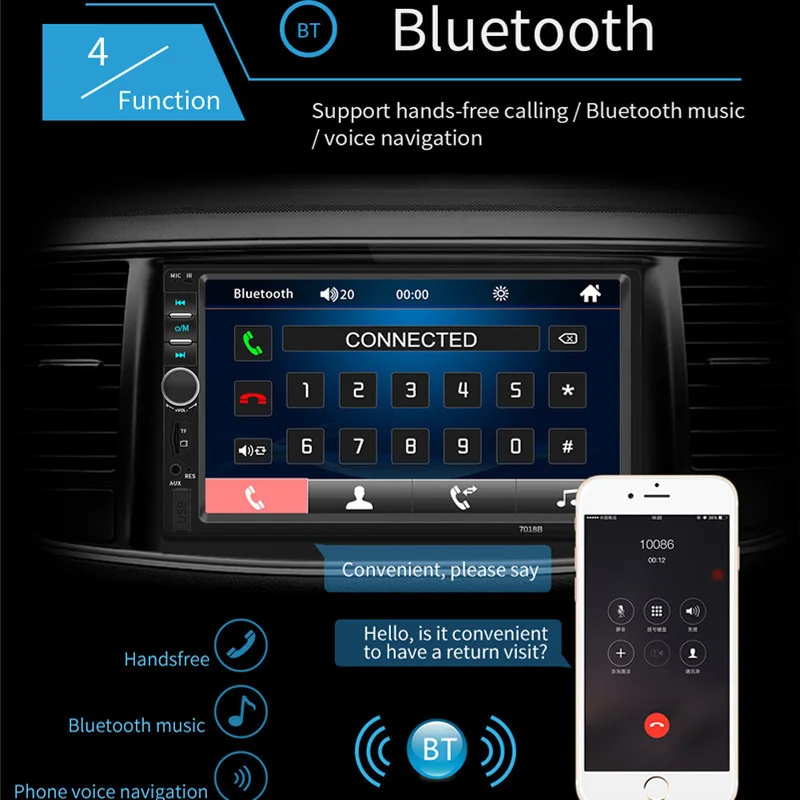 2 Din стерео " hd-навигатор для автомобиля Bluetooth FM аудио MP5 плеер 2Din Авторадио Поддержка камеры заднего вида 7018B радио автомобиля