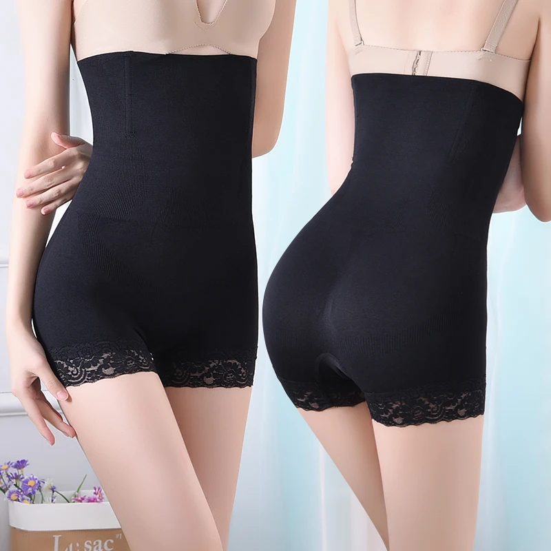 Women seamless body shaper underwear Lady high waist lift buttocks panty shapers Lace waist safety