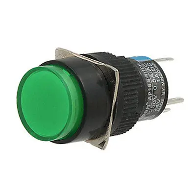 DC 24V 5 контактный зеленый Кепки самозапуска Тип лампа кнопочный