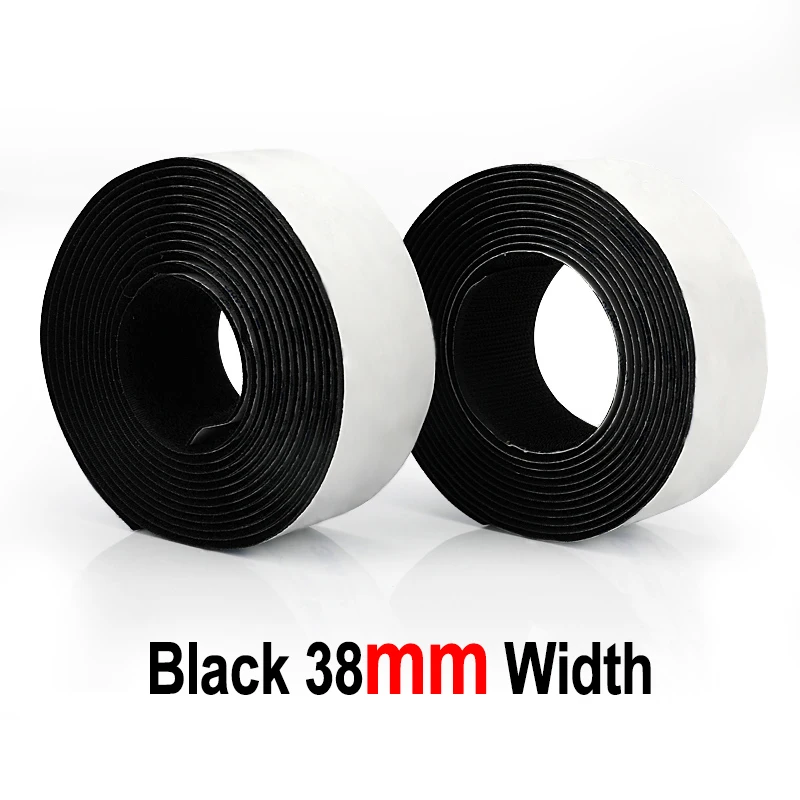 black 38mm 1meter 16/20/25/30/38/50 мм x 1 м супер липучие Магия Нейлона Стикеры черный, белый цвет крюк липучка клейкая лента петли диски липучками на Клее 3M - Цвет: black 38mm 1meter