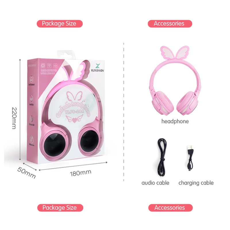 Led Bonito Bluetooth 5.0 Fones de Ouvido Crianças Fone de Ouvido Estéreo Dobrável com Microfone Apoio tf Cartão 3.5 mm Plug - Image 4
