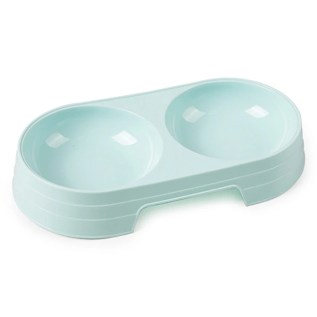 

1pc Candy Color Plastic Pet Double Bowls Creative Easy To Clean Bowl Pet Food Water Feeder Dog Cat Bowl Pet Feeding Supplies