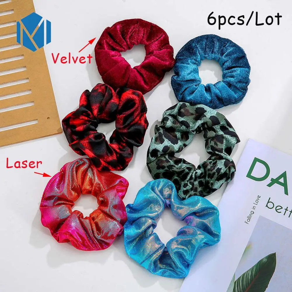 6PCS-L M MISM 11 шт. винтажные леопардовые бархатные резинки для волос для женщин и девочек, шелковые эластичные полосы обруча для волос, набор модных аксессуаров для волос - Цвет: 6PCS-L