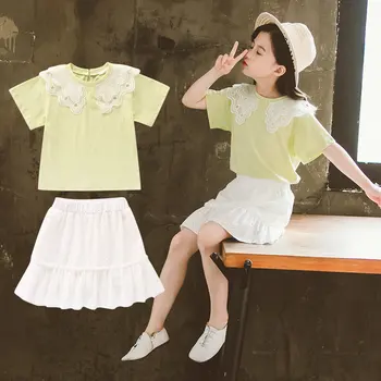 

Kids Baby Girl Clothing Set Girls Outfits Clothes Short Sleeve T-shirt Tops+ Skirt 2pcs Toddler Baby Clothes Set 4 6 8 10 11 13Y