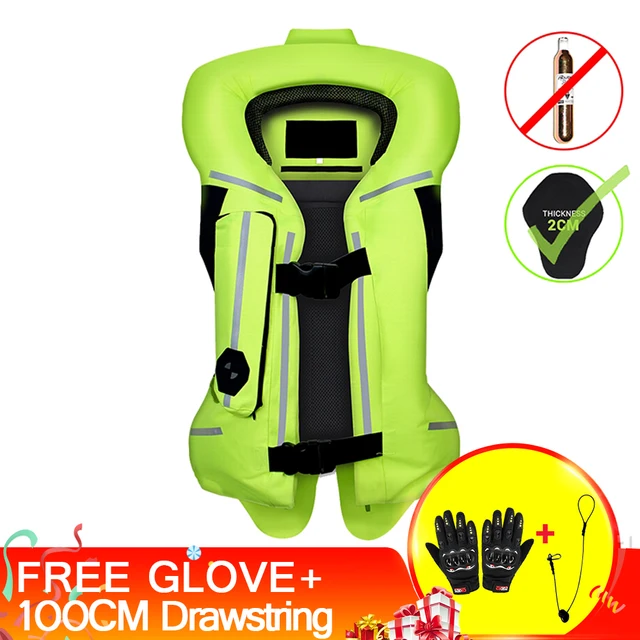 New Motorcycle Jacket Motorcycle Air Bag Vest Moto Air-bag Vest Motocross Racing Riding Airbag System Airbag CE Protector Green Airbag Rope 3