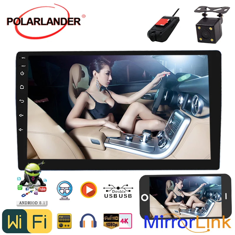 

2 Din 9'' FM Car Radio Android 8.1 Universal GPS Navigation Amplifier Bluetooth Tape Recorder Mirror Link Stereo Carplay