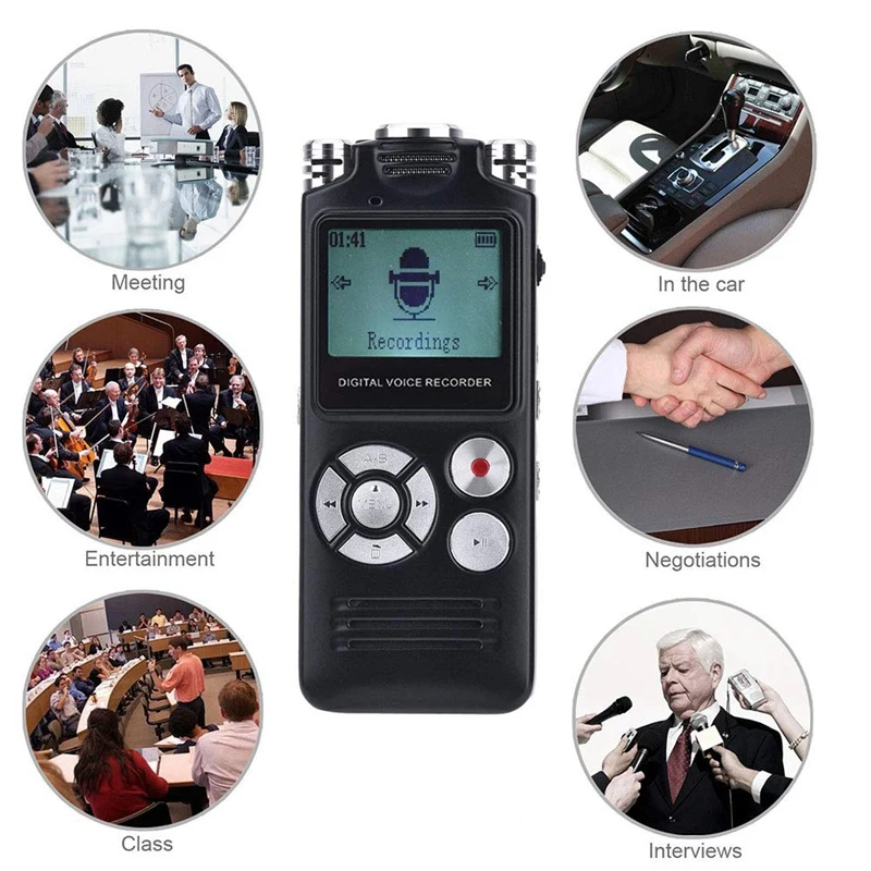 8 ГБ Портативный цифровой диктофон двойные микрофоны Mp3 музыкальный плеер Встроенный перезаряжаемый литиевый аккумулятор с наушниками для M