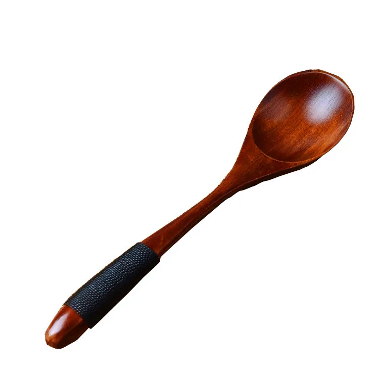 Лот деревянная ложка бамбуковая кухня, кухонная утварь инструмент суп чайная ложка Питание деревянные здоровые кухонные аксессуары для кофе L* 5 - Цвет: Черный
