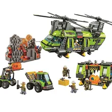 10642 Бела город серия вулкан тяжеловесный вертолет проводник учёный строительный блок кирпичи игрушки совместимы с Бела