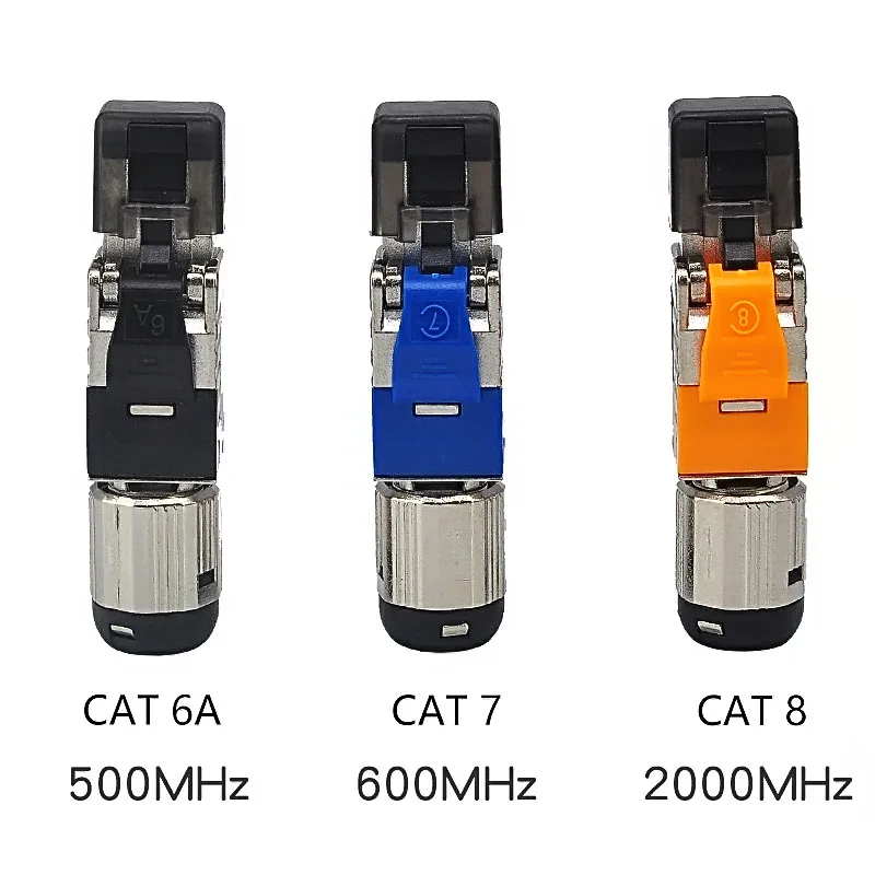 Cat 6A Cat7 Cat 8 RJ45 соединительный инструмент свободный легкий Джек Экранирование RJ45 металлический плагин для высечки поля Cat 7 Cat 8 22-24AWG