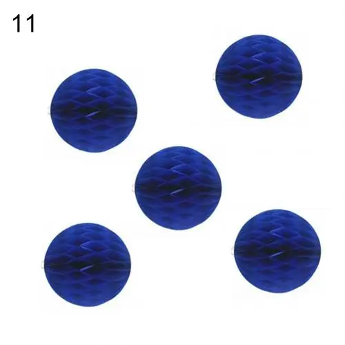 Dark Blue 5Pcs 6inch Solid Color Tissue Paper Pompom Ball Hanging Wedding Party Home Decor - Цвет: Dark Blue