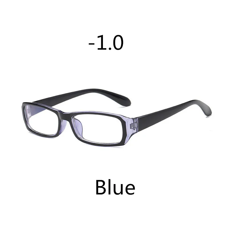 Blue -1.0 Elbru, анти-синий светильник, квадратные очки для близорукости, для женщин и мужчин, готовые близорукие очки, диоптрия-4,0 до-, унисекс - Цвет оправы: Blue -1.0