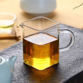 

Office Square Hand-blown Heat-resistant Glass Fair Mug Serving Cup Sharing pot Gift teaset Home Kungfu teaware giftset