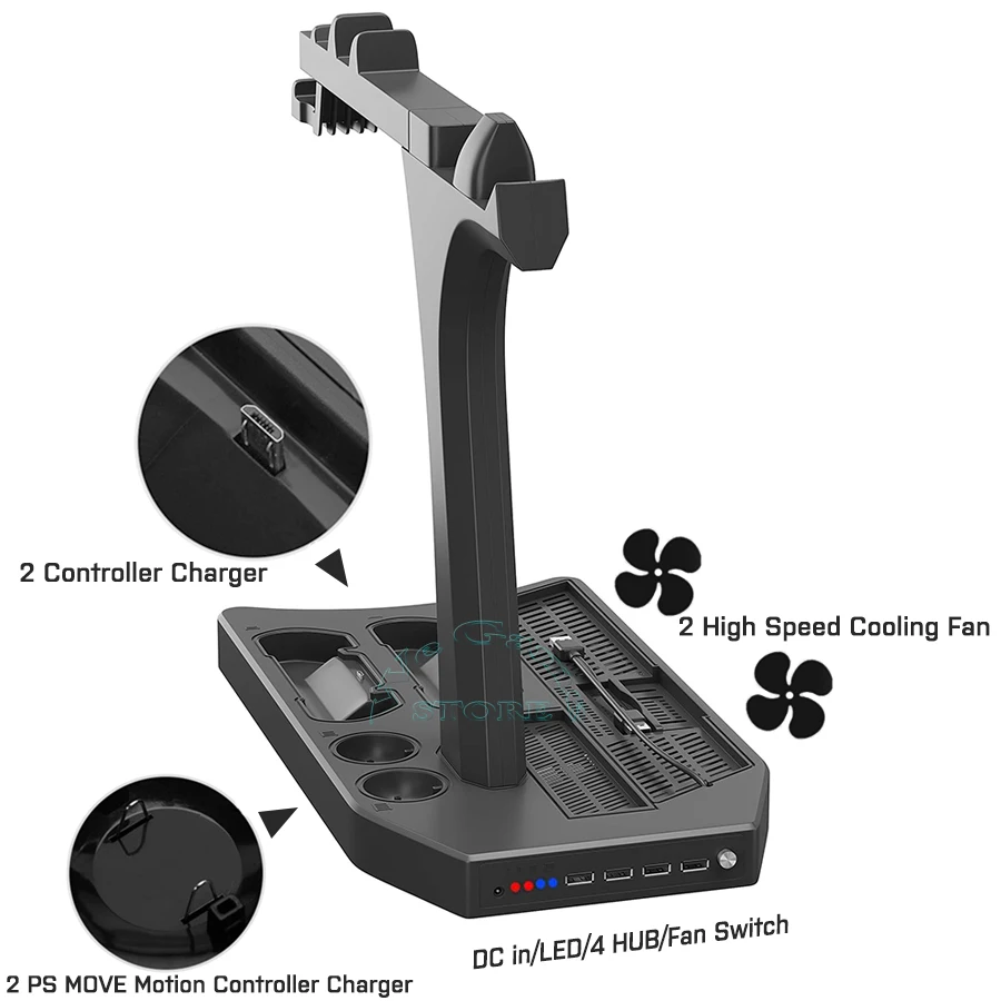PS4 Pro тонкая консоль вертикальная подставка охлаждающий вентилятор кулер PS 4 контроллер зарядное устройство VR Дисплей Кронштейн Play станция 4 PSVR витрина