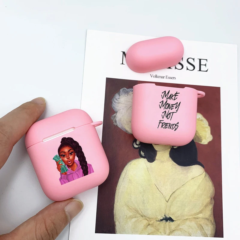 Модный чехол для девочек с надписью Make Money AirPods 1 2 розовый Роскошный мягкий