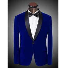 Королевский синий бордовый бархатный приталенный Блейзер на одной пуговице смокинг для жениха мужской пиджак для ужина формальные деловые блейзеры