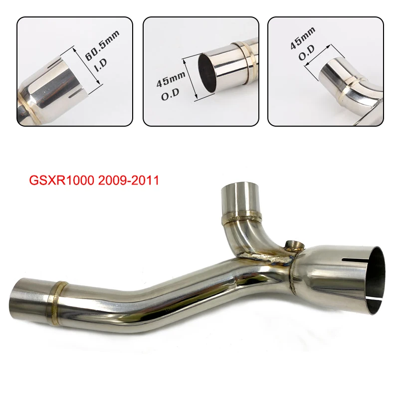 GSXR 1000 K9 2009 2010 2011 глушитель для мотоцикла без шнуровки средняя труба Y труба для Suzuki GSXR1000 k9 2009 2010 2011