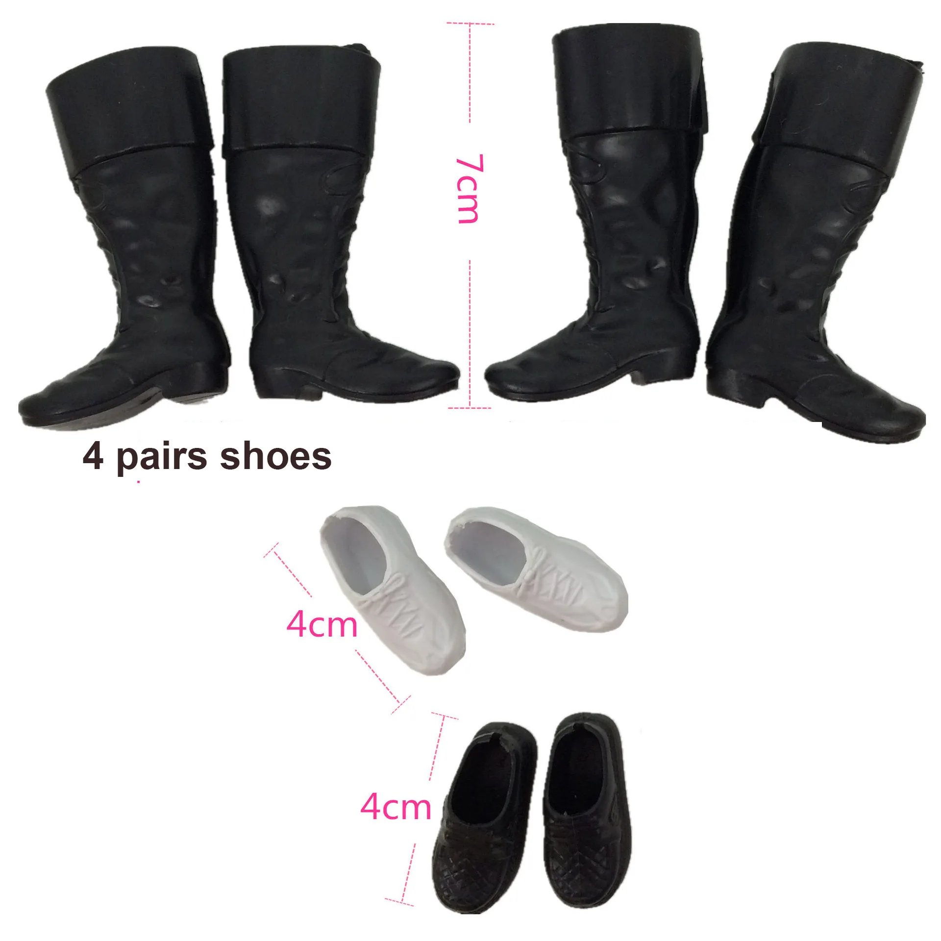 Ken Doll Shoes 4pairs/set Doll Boyfriend Ken Man Male Shoes Black Boots Accessories