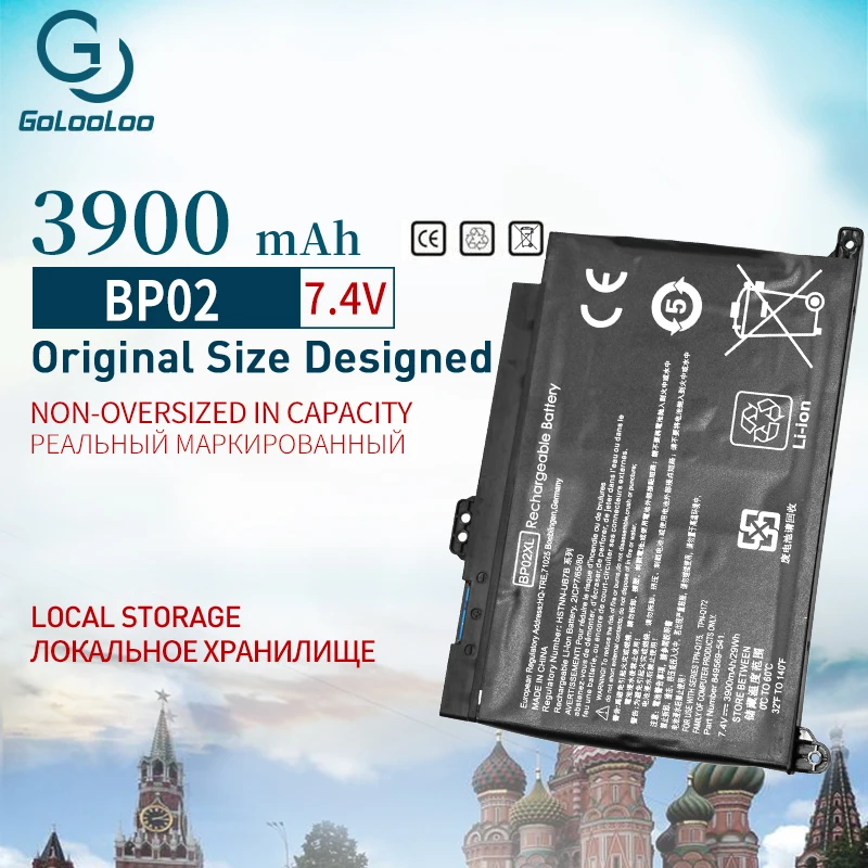 Golooloo 7,4 V 3900 мА/ч, BP02XL Аккумулятор для ноутбука HP Pavilion Тетрадь ПК 15 BP02041XL HSTNN-LB7H HSTNN-UB7B 849569-543