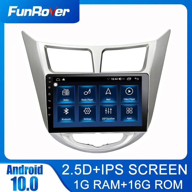 Funrover 2.5D + IPS Android 10 0 2 din автомобильный dvd gps плеер радио для Solaris Verna Accent с навигацией