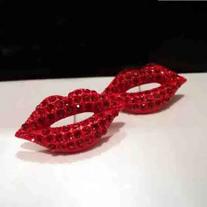 Новая мода, 1 пара, элегантные сексуальные красные губы, Кристальные серьги-гвоздики, женские сверкающие серьги для девушек, ювелирные изделия, подарки