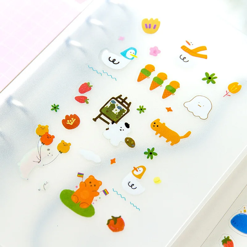 SIXONE милый мультяшный цветочный Медведь ПВХ стикер Студенческая ручная учётная