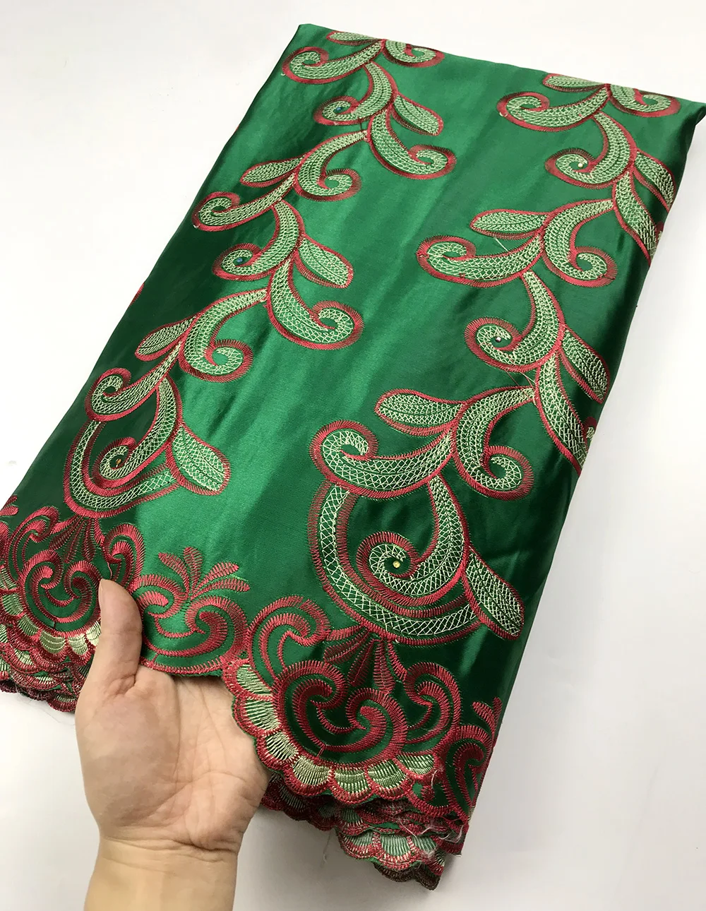 Последняя нигерийская кружевная ткань Высокое качество Зеленый цвет африканский Джордж кружевная ткань для нигерийского свадебного платья