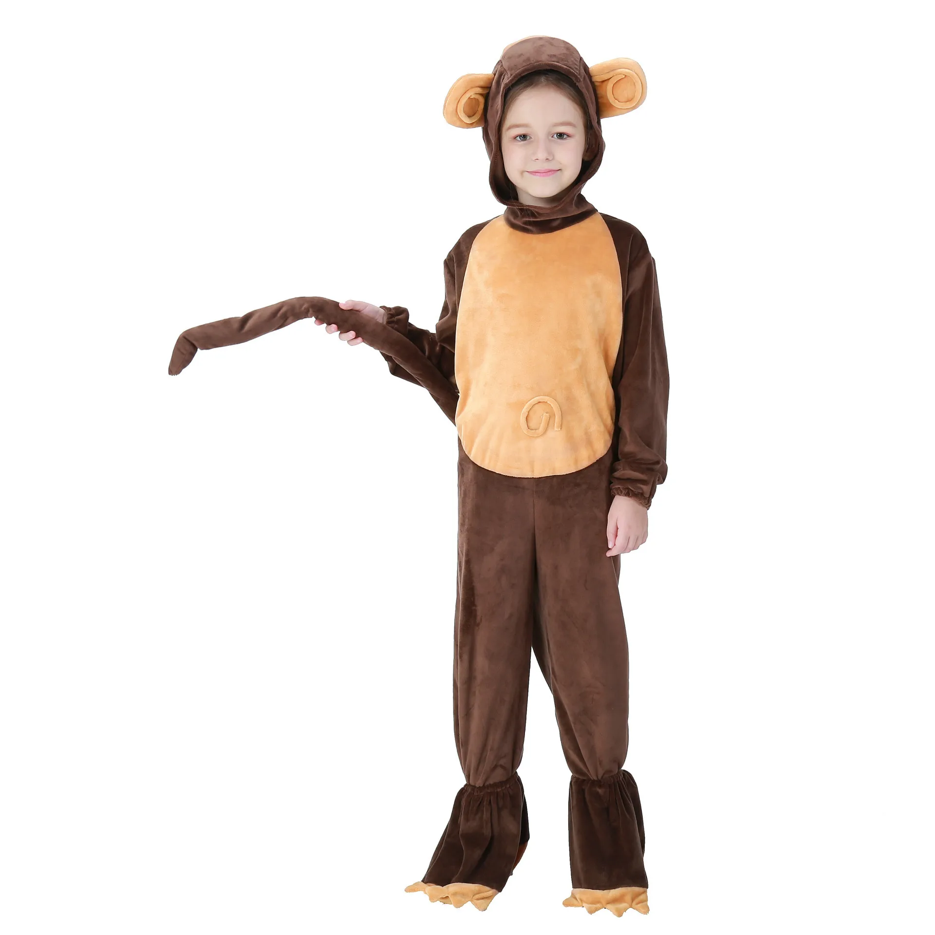 Boy Girl Animal Onesie Monkey Pajamas Child Kid Halloween Book Week Monkey Cosplay Outfit