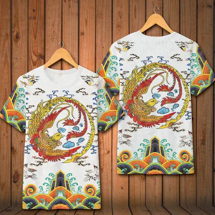 Китайский Ретро Национальный стиль Цифровая печать модная футболка с коротким рукавом лето новая дышащая качественная футболка мужская S-6XL - Цвет: as picture