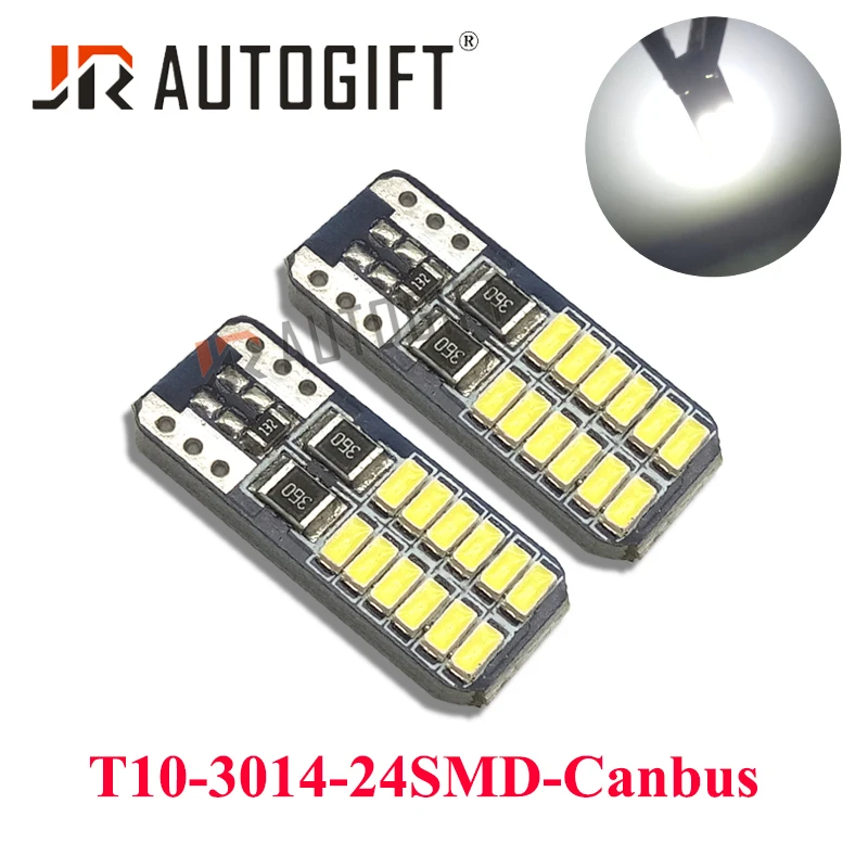 50 шт. T10 W5W светодиодный Canbus 194 168 светодиодный светильник лампы 3014 4014 24 SMD автомобиля для Чтения Купол лампы габаритные фары, аксессуары для автомобиля