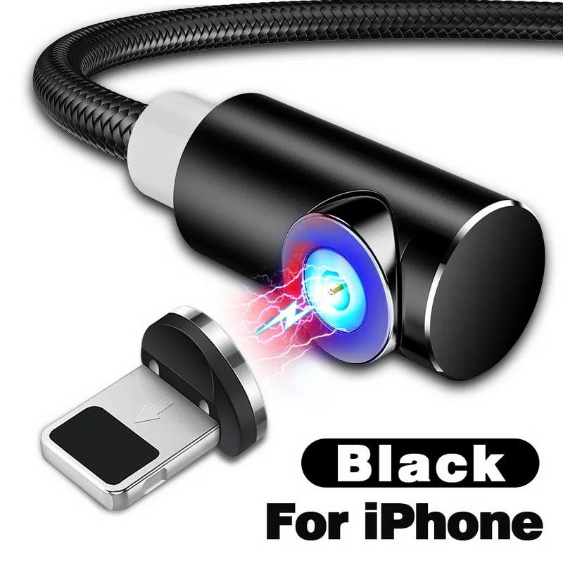 INIU 2 м Быстрый Магнитный кабель Micro usb type C зарядное устройство для iPhone XS X XR 8 7 samsung S8 магнит Android телефонный кабель Шнур - Цвет: For iPhone  Black