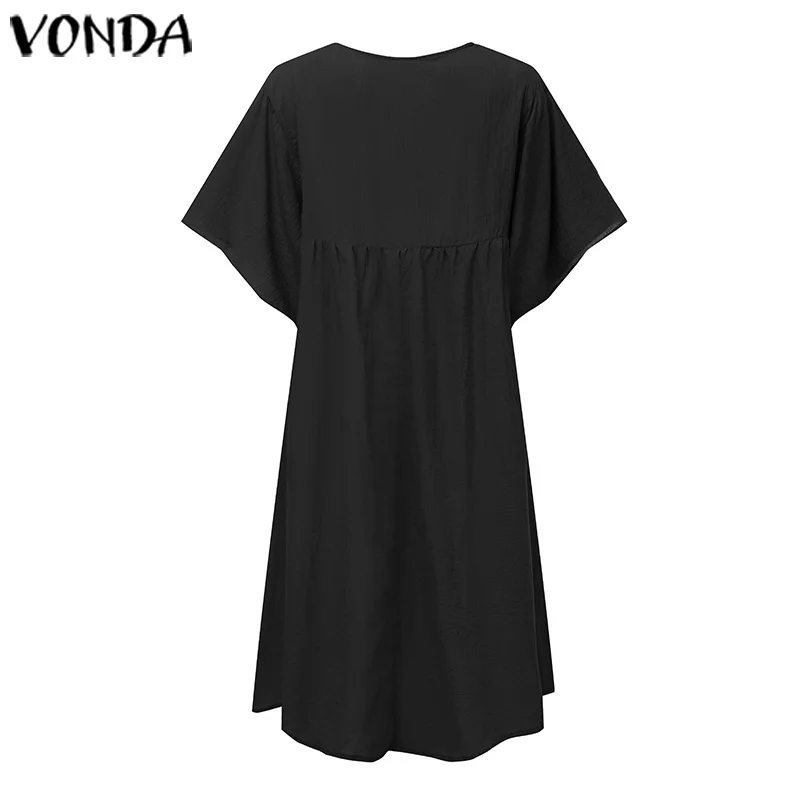 VONDA, женское платье, летнее, сексуальное, глубокий v-образный вырез, платья, повседневные, хлопок, гофрированные, вечерние, богемный стиль, Vestidos размера плюс, халат Fermme 5XL