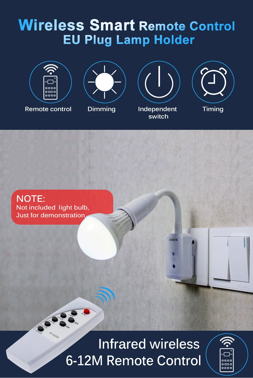 Smart E27 Socket Light Lamp Bulb Holder Remote Control Wireless Switch Kits D30 