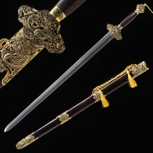 Home Decoration Swords Chinese Traditiona Qin Dynasty Stylel Gift Swords Handmade Damacus Full Tang Blade Alloy Fitting Cosplay