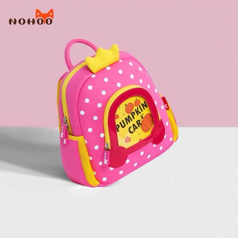 pumpkin car pink NOHOO 3D из мультфильма «тролли школьная сумка Детские рюкзаки Ангел школьная сумка Wings ребенок неопреновый Рюкзак mochila escolar подарки для детей - Цвет: pumpkin car pink