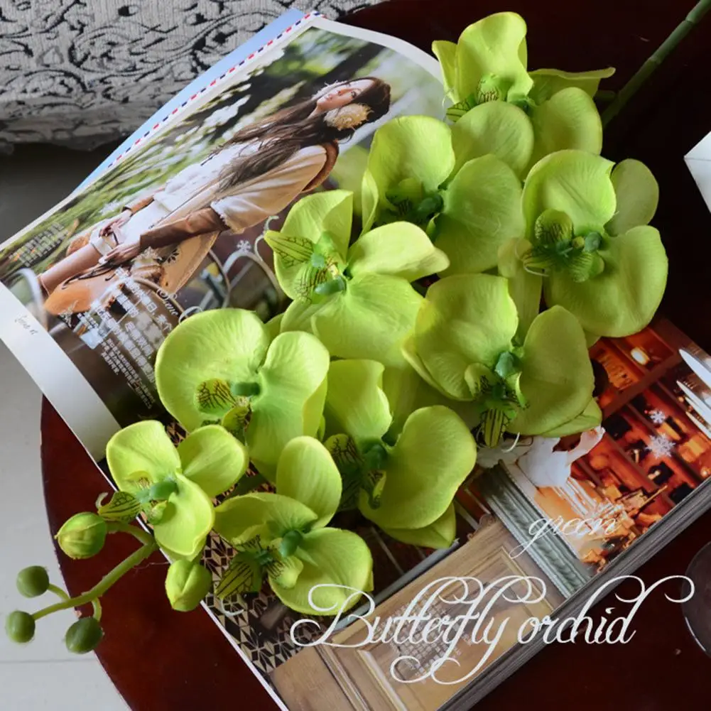 9 белый искусственный цветок фаленопсиса, декоративные орхидеи из латекса для украшения дома, свадьбы, отеля