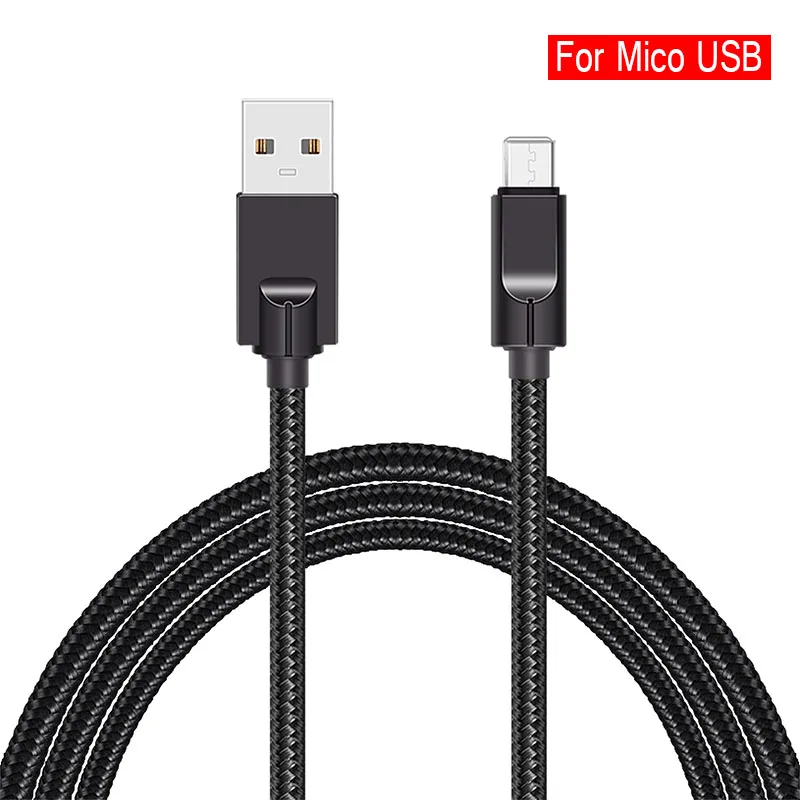 Быстрая зарядка строка данных для Mico USB кабели быстрой зарядки для Android нейлоновая Передача данных USB шнур 2.5A кабели для мобильных телефонов - Цвет: Черный